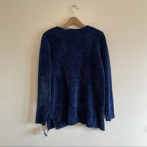 NWT Karen Scott Blue Chenille V-neck Sweater - Picture 5 of 6